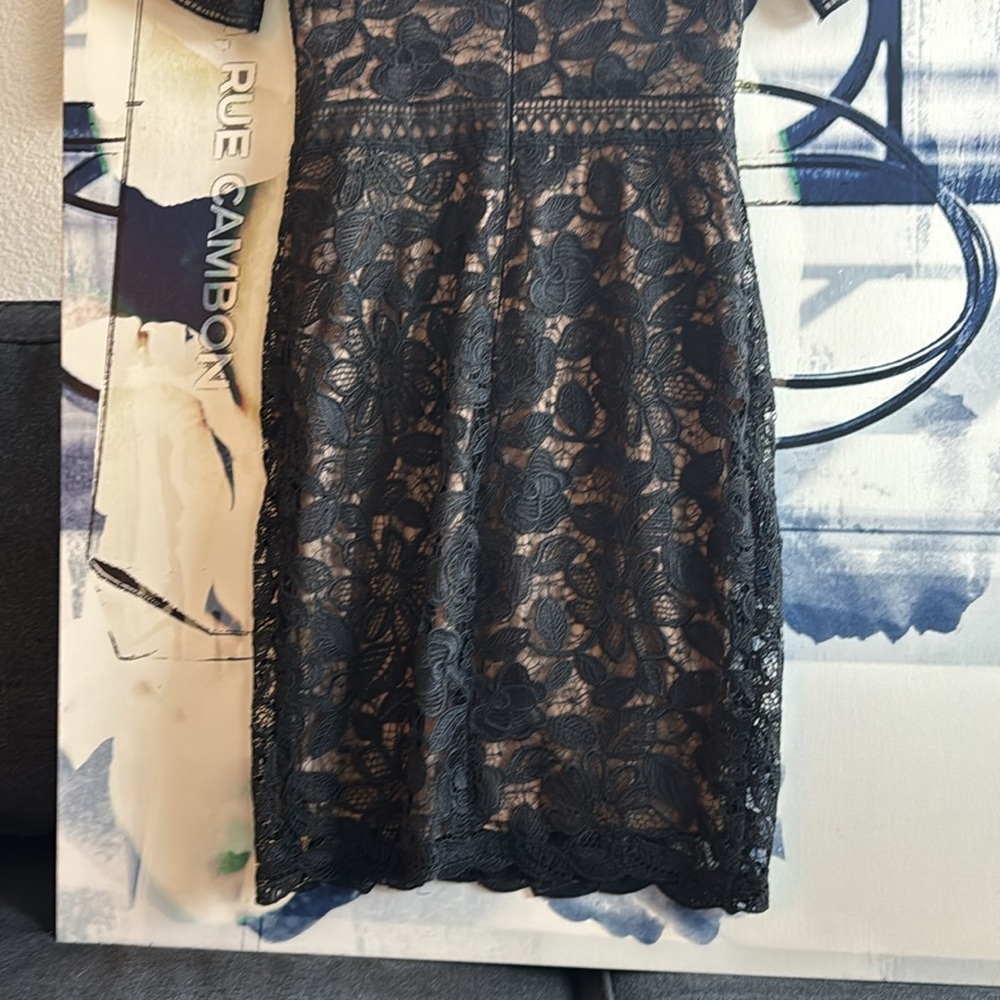Tadashi Shoji Black Floral Lace Midi Dress - Picture 6 of 7